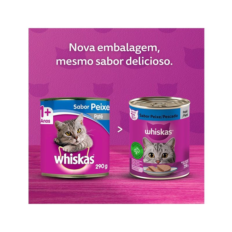 Alimento Úmido Patê Whiskas Lata para Gatos Adultos Peixe