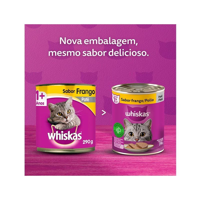 Alimento Úmido Patê Whiskas Lata para Gatos Adultos Frango