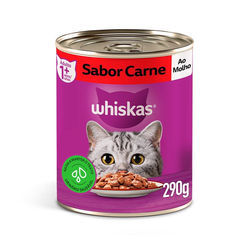 Alimento Úmido Ao Molho Whiskas Lata para Gatos Adultos Carne