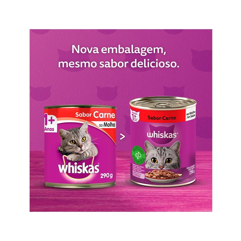 Alimento Úmido Ao Molho Whiskas Lata para Gatos Adultos Carne