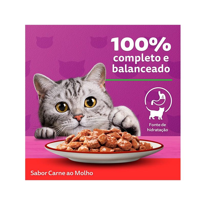 Alimento Úmido Ao Molho Whiskas Lata para Gatos Adultos Carne