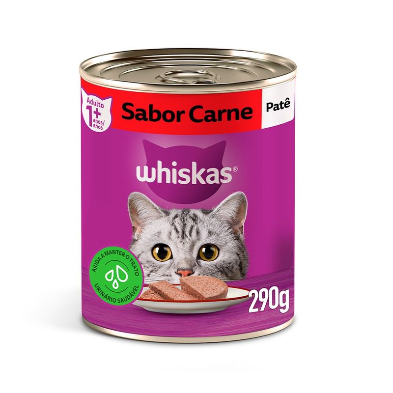 Alimento Úmido Patê Whiskas Lata para Gatos Adultos Carne