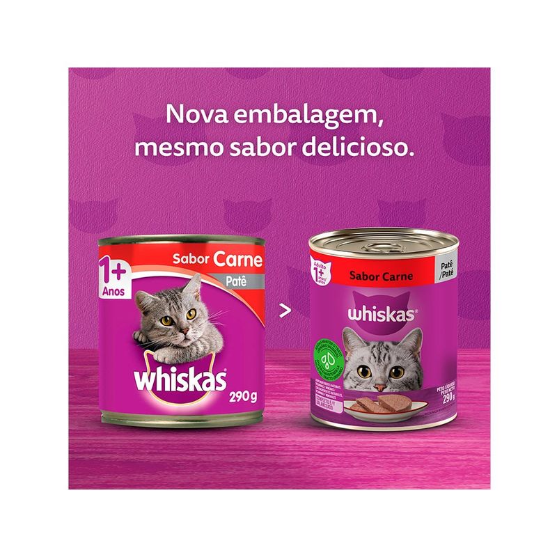 Alimento Úmido Patê Whiskas Lata para Gatos Adultos Carne