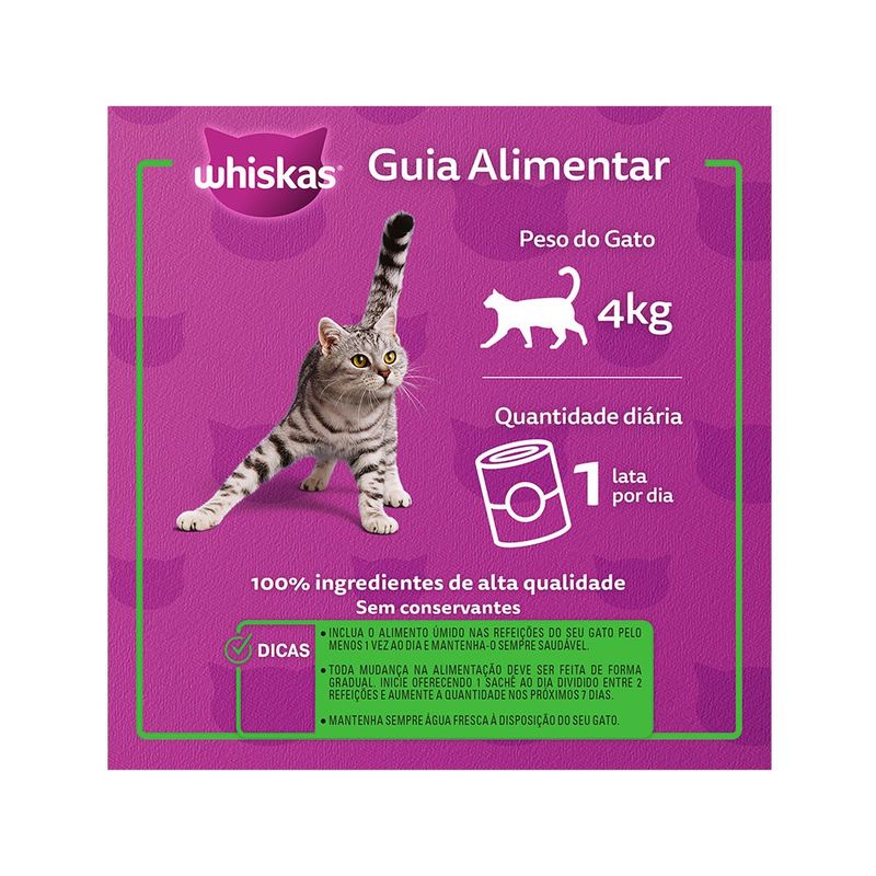 Alimento Úmido Patê Whiskas Lata para Gatos Adultos Carne