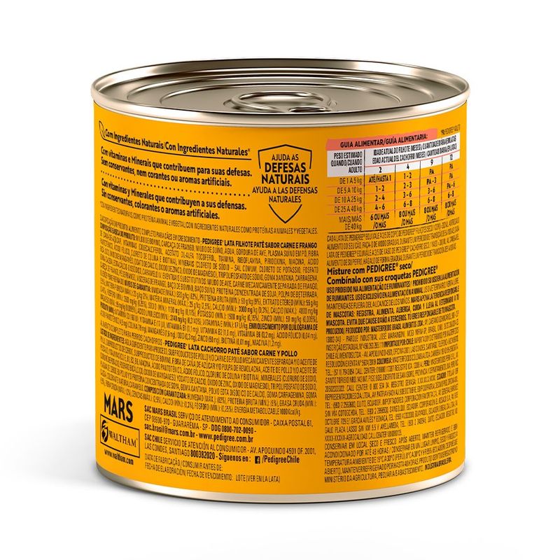 Alimento Úmido Patê Pedigree Lata para Cães Filhotes Carne e Frango 