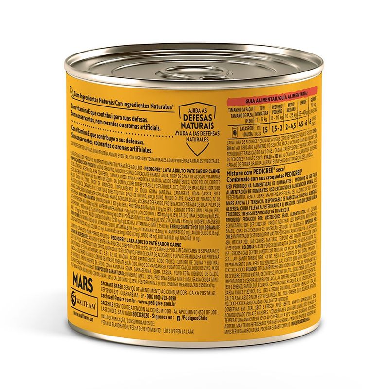 Alimento Úmido Patê Pedigree Lata para Cães Adultos Carne