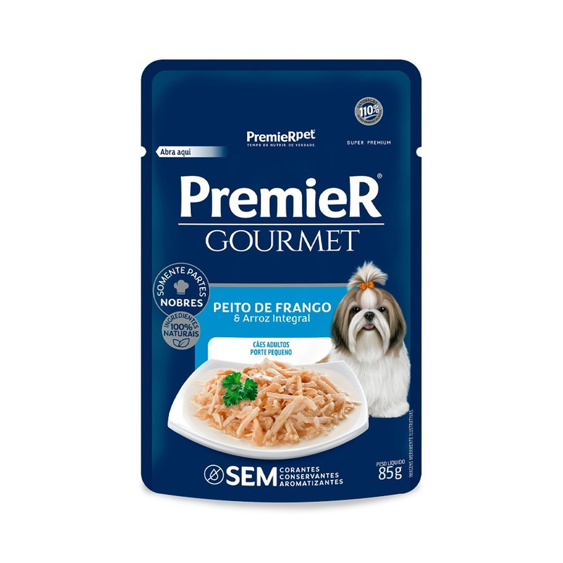 Alimento Úmido Premier Pet Gourmet Cães Adultos Frango Sachê 