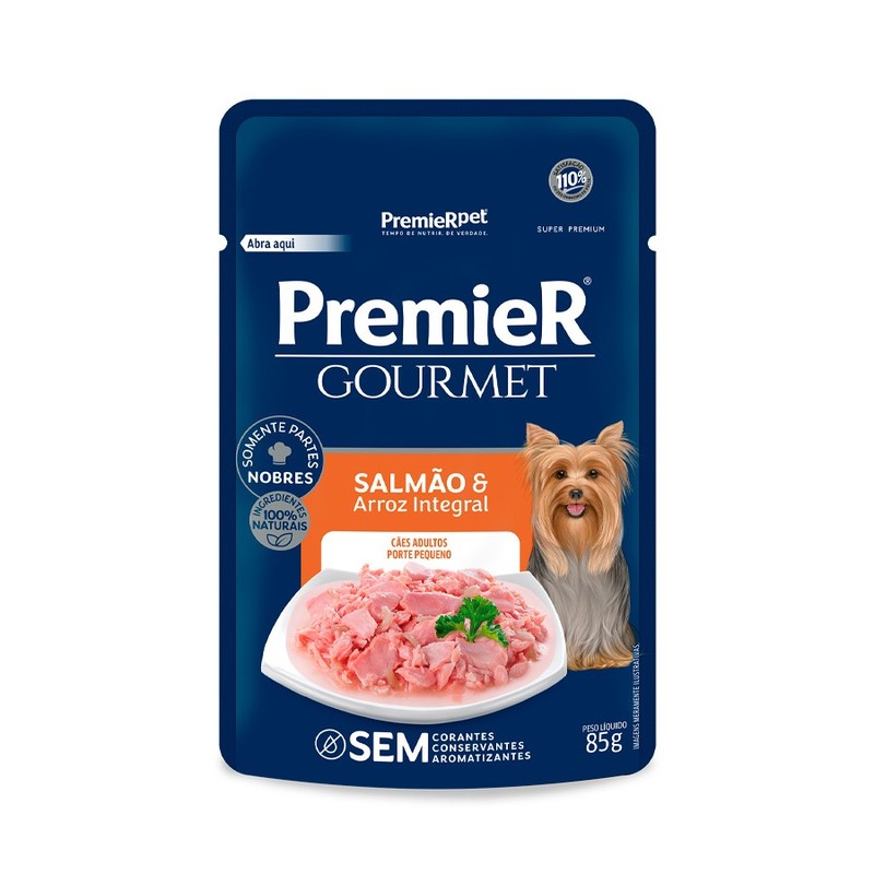 Alimento Úmido Premier Pet Gourmet Cães Adultos Salmão Sachê 