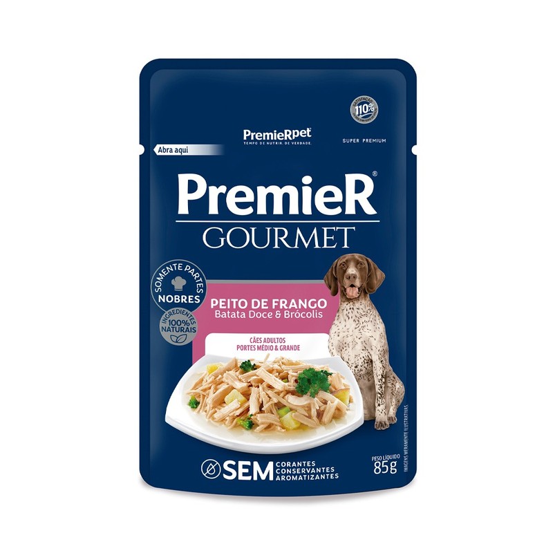 Alimento Úmido Premier Pet Gourmet Cães Adultos Peito de Frango Sachê