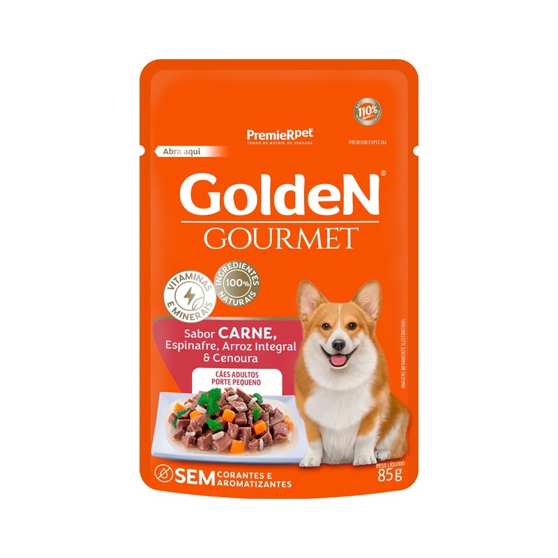 Alimento Úmido Golden Gourmet Cães Adultos Porte Pequeno sabor Carne 