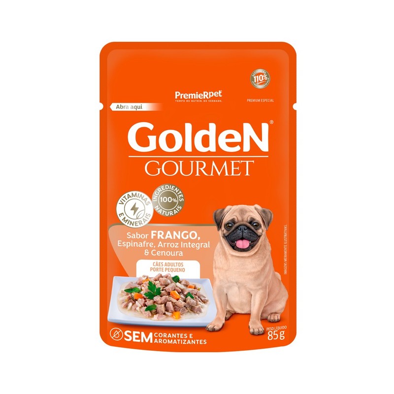 Alimento Úmido Golden Gourmet Cães Adultos Porte Pequeno sabor Frango 