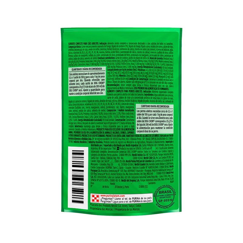 Ração Úmida Nestlé Purina Dog Chow para Cães Adultos Sabor Cordeiro