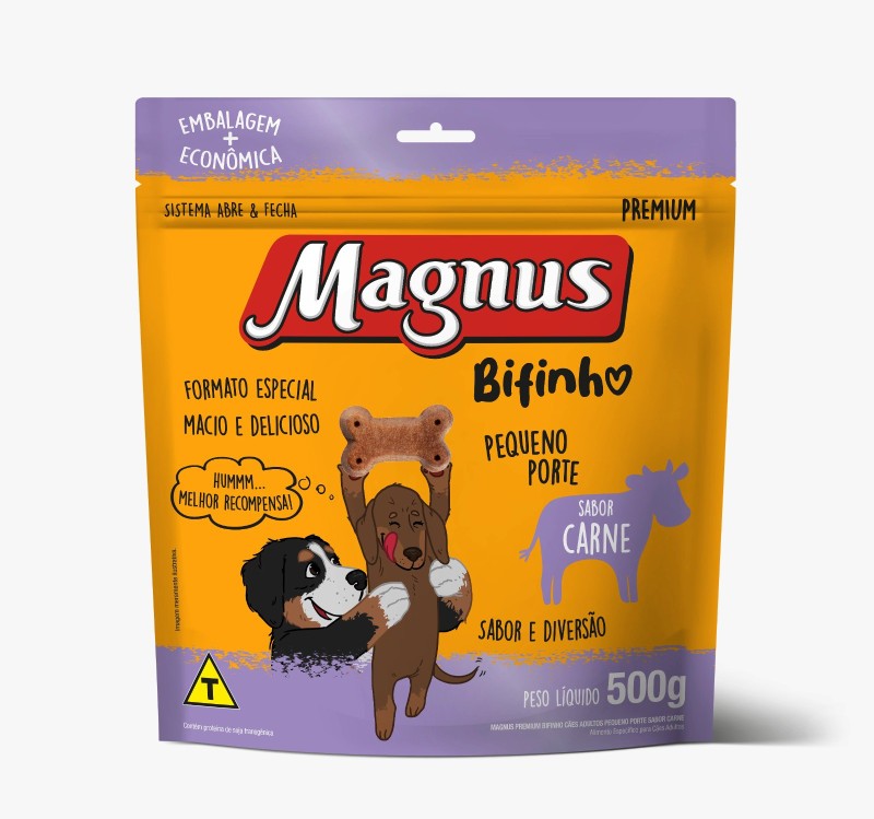 Bifinho Magnus Mastigáveis Cães Raças Pequenas Carne 500g