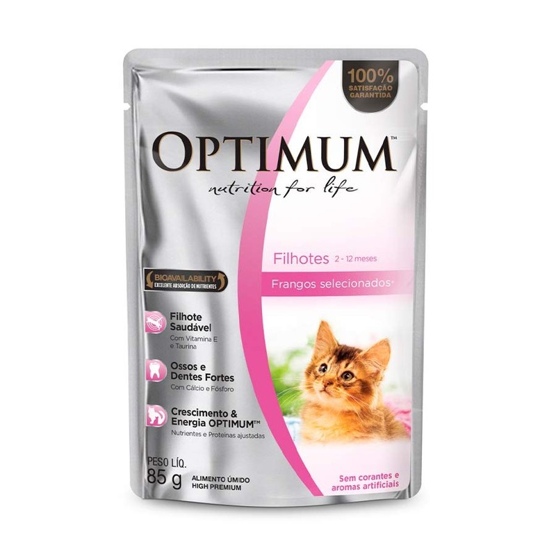 Alimento Úmido Sachê Optimum Gatos Filhotes Frango 85g