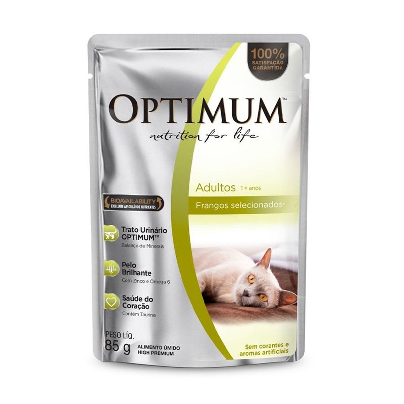 Alimento Úmido Sachê Optimum Gatos Adultos Frango 85g