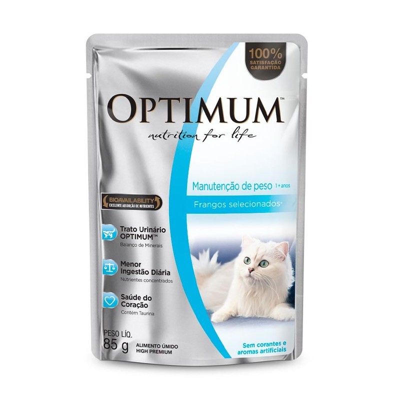 Alimento Úmido Optimum Sachê para Gatos Adultos Manutenção de Peso Frango 85g