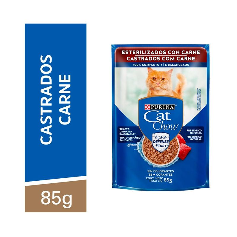 Alimento Úmido Sachê Cat Chow Castrados Carne 85g Nestlé Purina