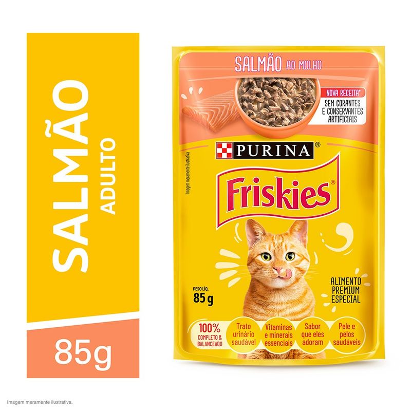 Alimento Úmido Sachê Friskies Gatos Salmão ao Molho 85g Nestlé Purina
