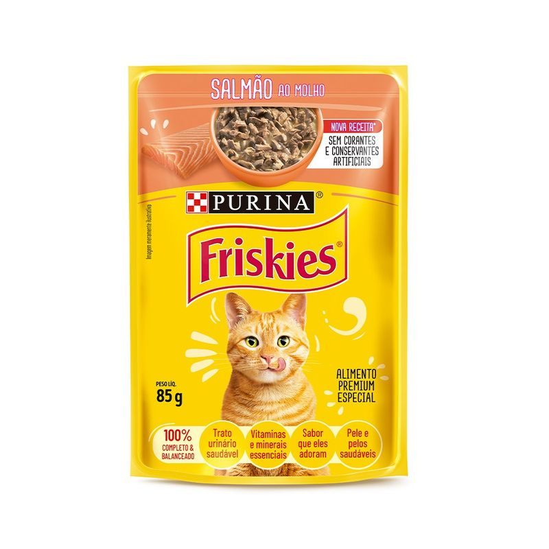 Alimento Úmido Sachê Friskies Gatos Salmão ao Molho 85g Nestlé Purina