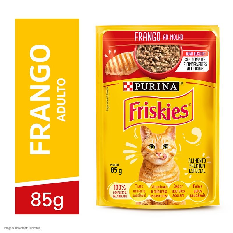 Alimento Úmido Sachê Friskies Gatos Frango ao Molho 85g Nestlé Purina