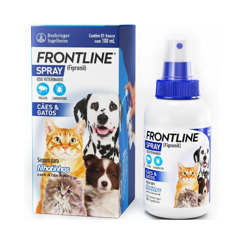 Frontline Spray Antipulgas e Carrapatos Cães e Gatos 