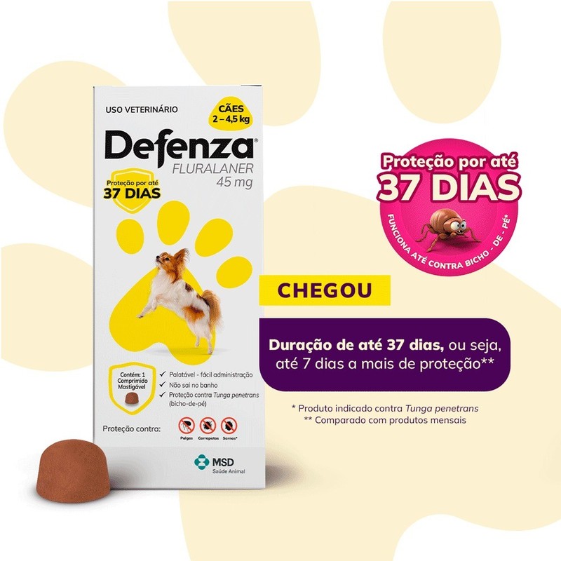 Antipulgas e Carrapatos Defenza para Cães de 2 a 4,5kg - 1 comprimido