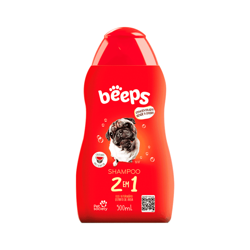 Shampoo Beeps  2 em 1 Pelos Curtos Pet Society - 500ml