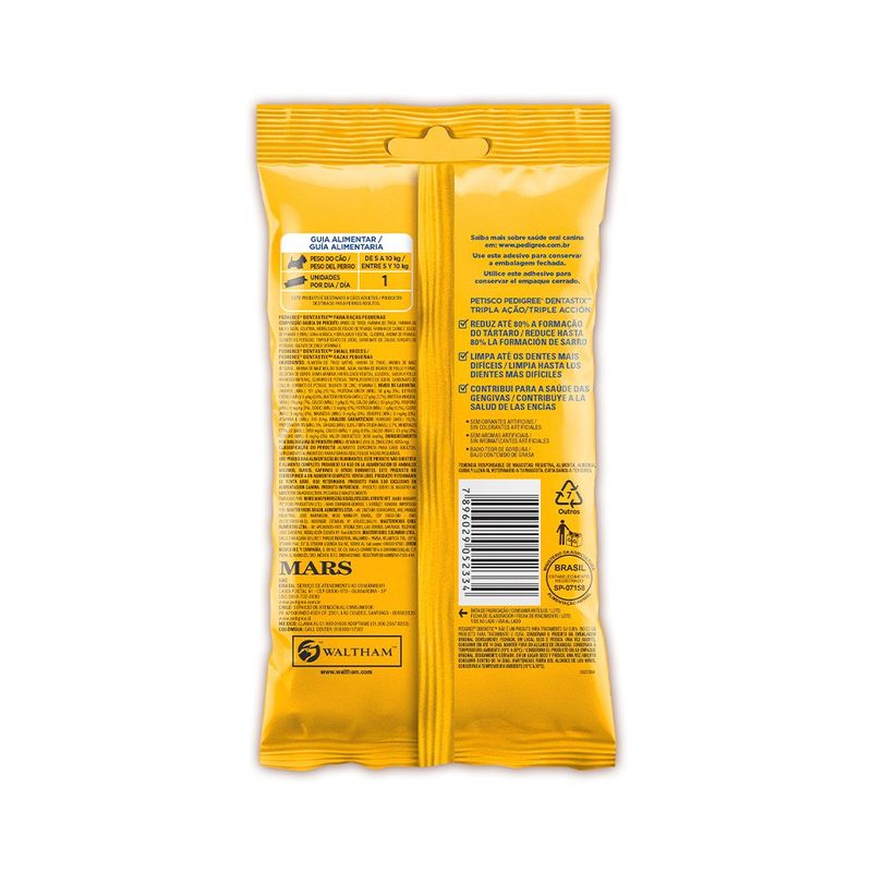 Petisco Pedigree Dentastix Cuidado Oral Cães Adultos Raças Pequenas 7 unidades 110g