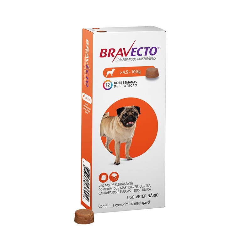 Antipulgas e Carrapatos Bravecto MSD para Cães de 4,5kg a 10kg