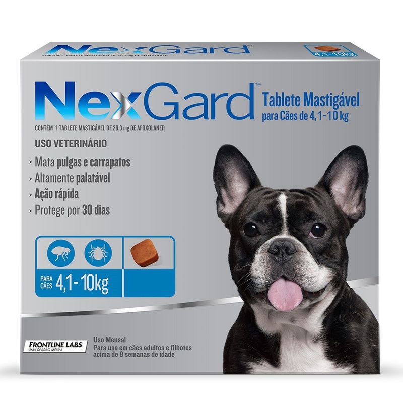 Antipulgas e Carrapatos NexGard Cães 4 a 10kg