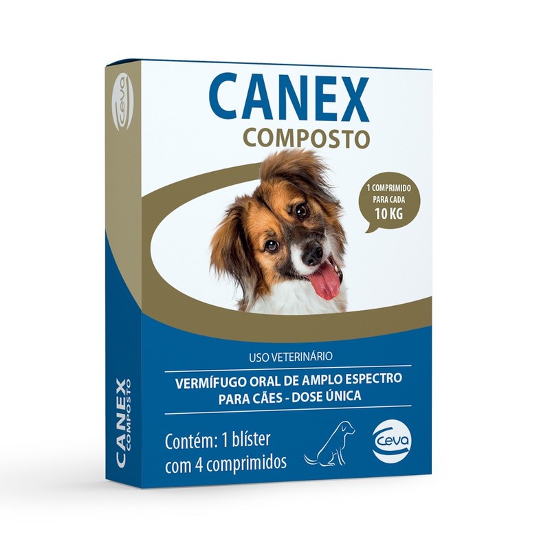 Vermífugo Canex Composto  Para Cães 10kg  - 4 comprimidos Ceva