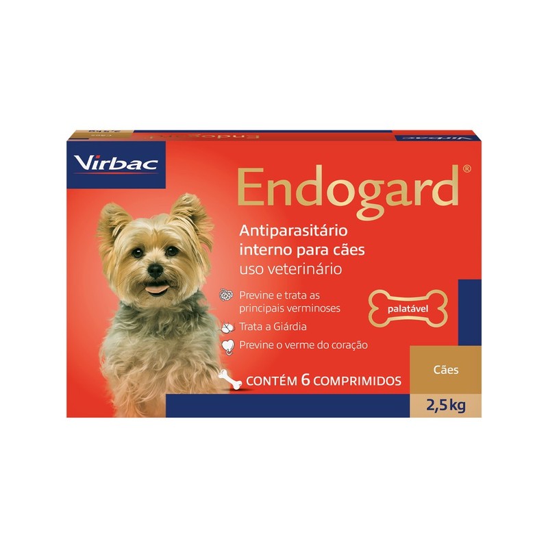 Vermífugo Endogard Cães até 2,5kg Virbac -  6 comprimidos