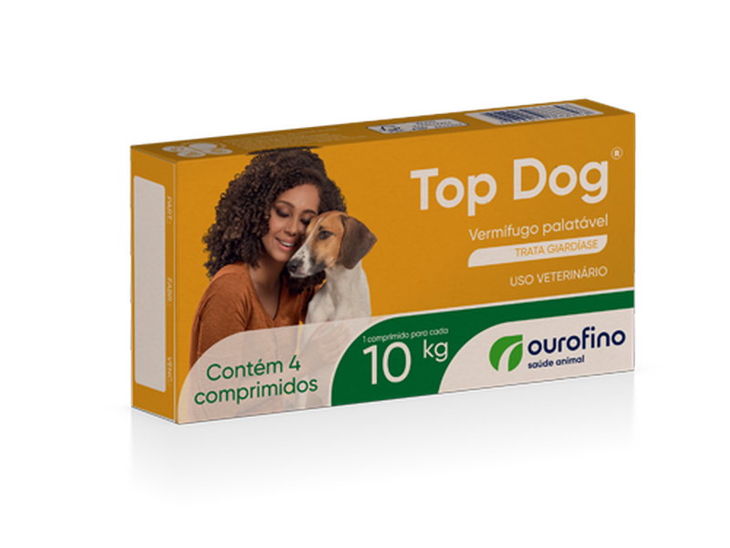  Vermífugo Top Dog Cães 10kg Ouro Fino  - 4 Comprimidos