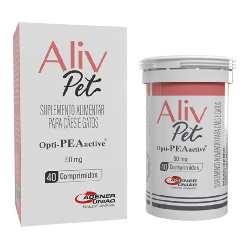 Aliv Pet 50mg Suplemento Alimentar Agener União 40 Comprimidos