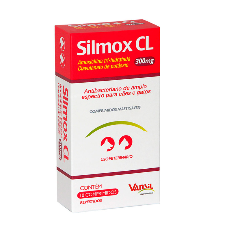 Silmox CL 300mg Antibacteriano Cães e Gatos Vansil 10 comprimidos