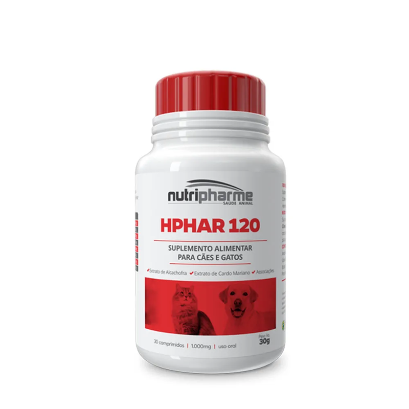 Hphar 120 30 comprimidos Suplemento Alimentar Para Cães e Gatos Nutripharme  30g