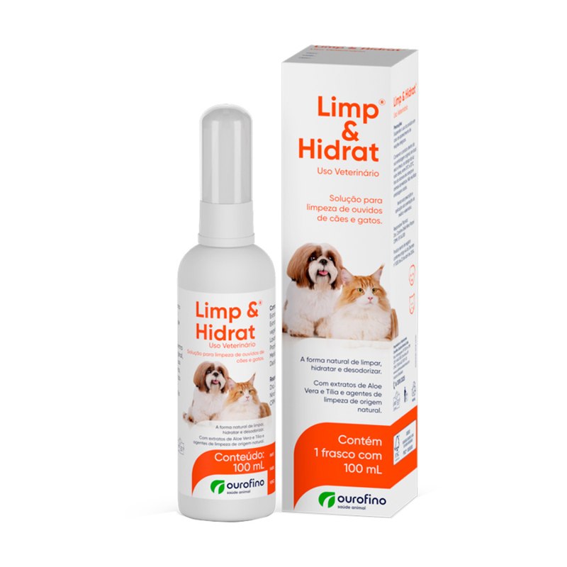 Limp e Hidrat Solução Limpeza de Ouvidos Cães e Gatos Ouro Fino 100ml