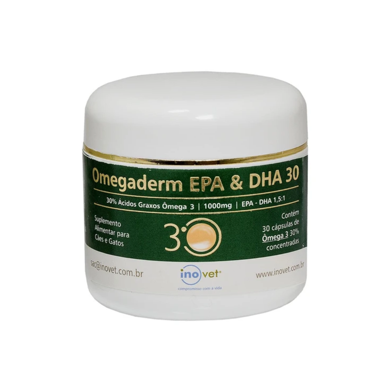 Omegaderm 30% Suplemento Inovet 1000mg 30 Cápsulas