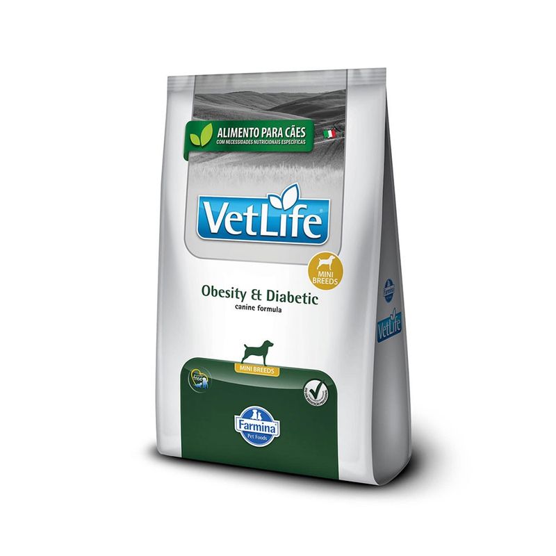 Ração Vet Life Natural Obesity e Diabetic Cães Mini 
