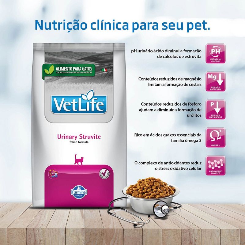 Ração Vet Life Natural Urinary Struvite Gatos 