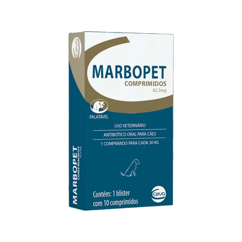 Marbopet 82,5mg Antibiótico Cães Ceva 10 comprimidos