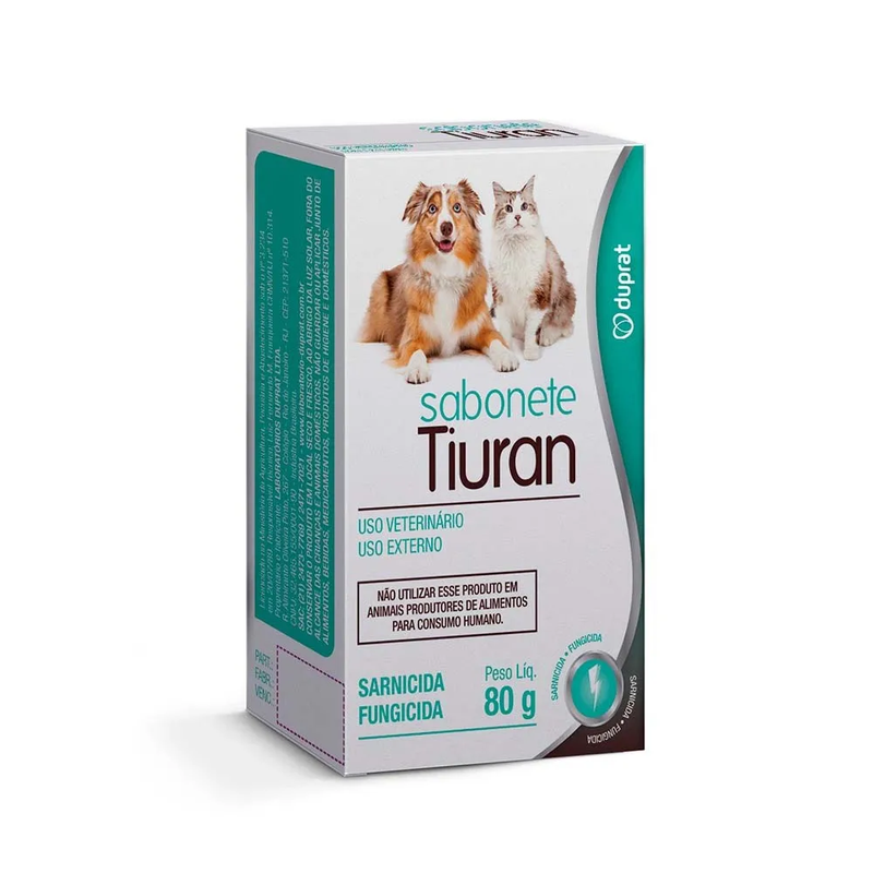 Tiuran Sabonete Sarnicida e Fungicida Cães e Gatos Duprat 80g