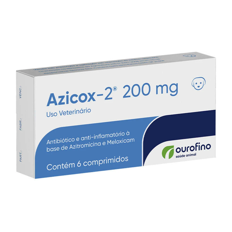 Azicox 2 200mg Antibiótico e Anti-inflamatório Ouro Fino 6 Comprimidos