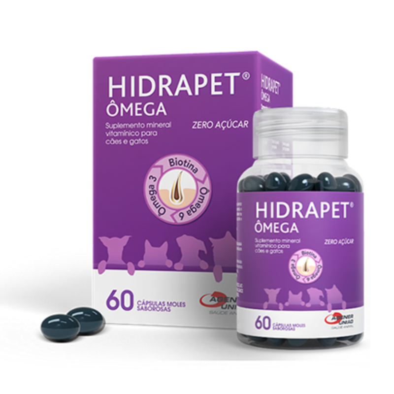 Hidrapet Ômega Suplemento Alimentar para Cães e Gatos Agener União 60 Cápsulas