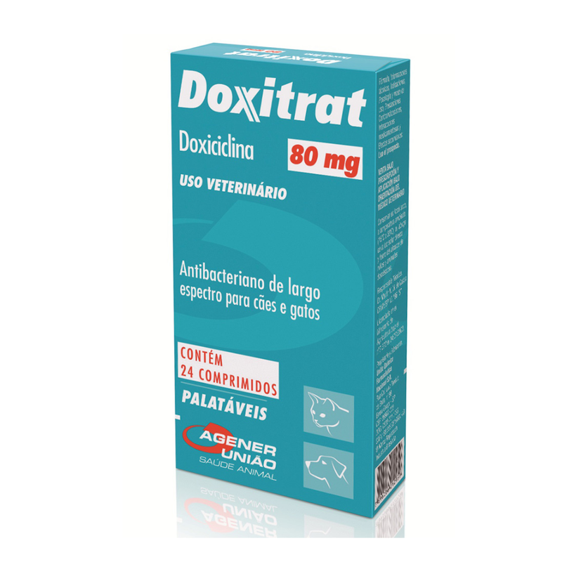 Doxitrat 80mg  Antibiótico Cães e Gatos Agener União 24 Comprimidos