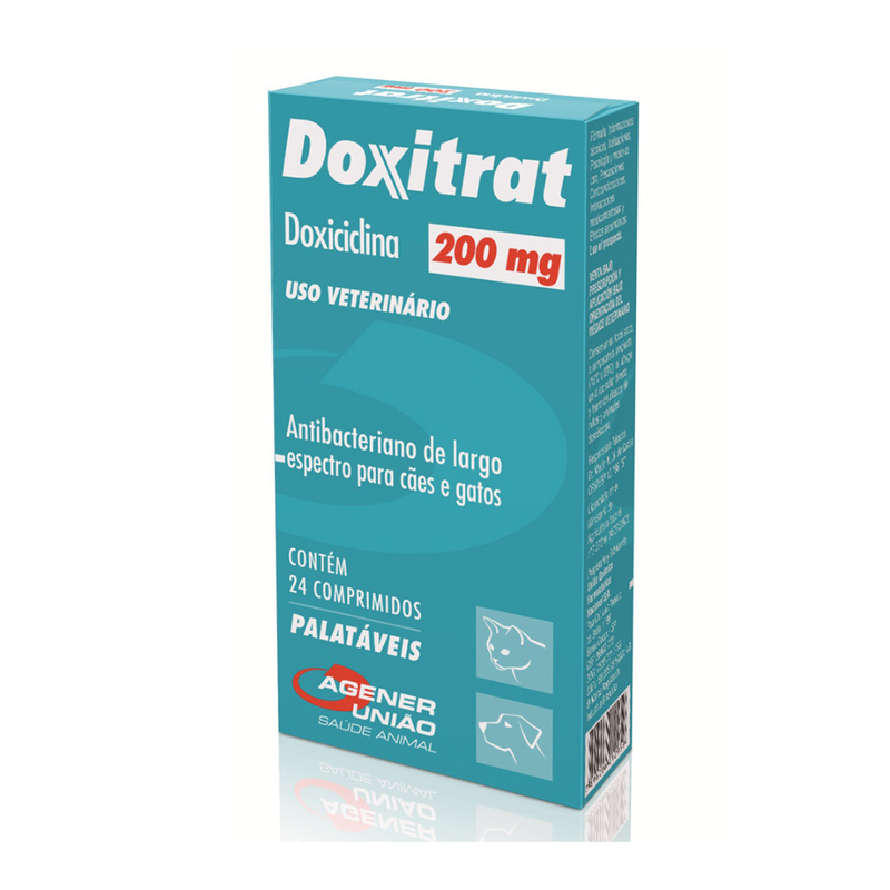 Doxitrat 200mg  Antibiótico Cães e Gatos Agener União 24 Comprimidos