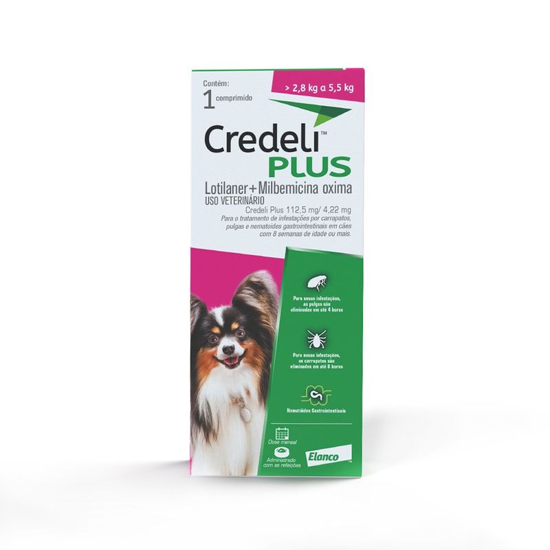 Antipulgas Credeli Plus para Cães de 2,8kg a 5,5kg 1 Comprimido