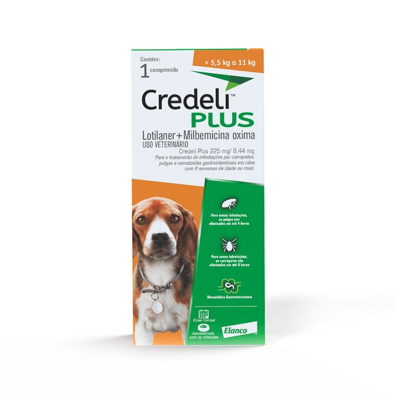 Antipulgas Credeli Plus para Cães de 5,5kg a 11kg 1 Comprimido
