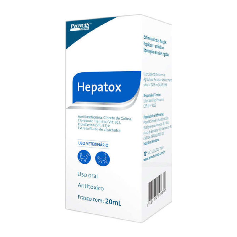Hepatox Antitóxico Cães e Gatos Provets 20ml