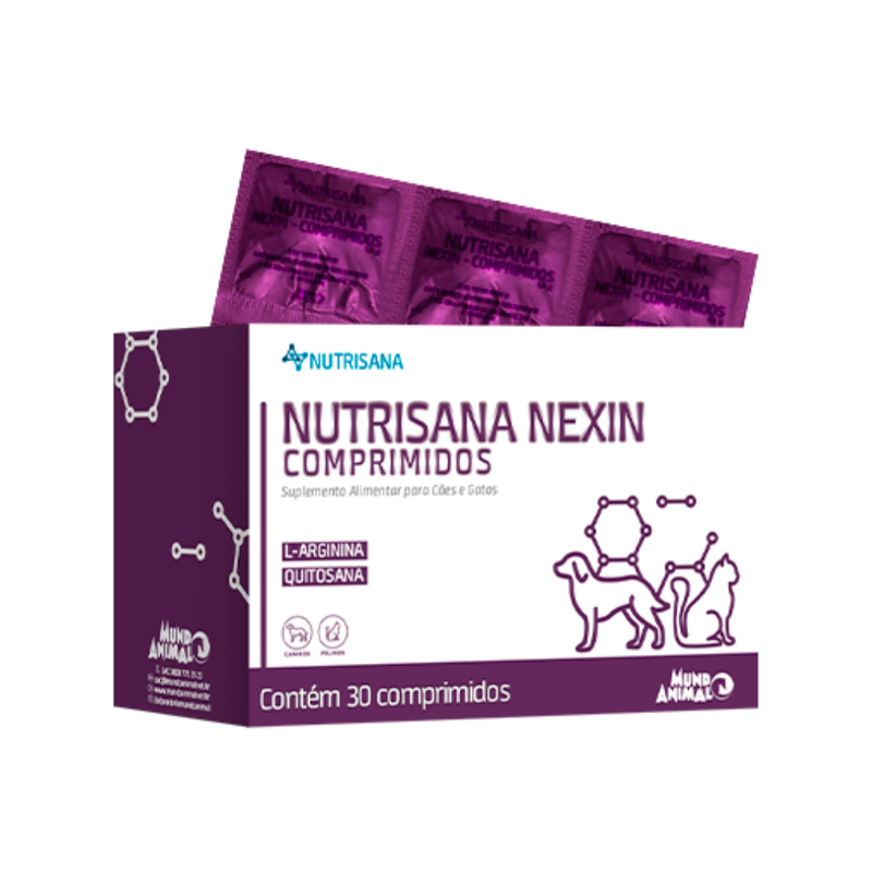 Nexin Nutrisana Suplemento Alimentar Cães e Gatos Mundo Animal 30 Comprimidos